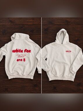 White Fox Boutique White Hoodie with Red Logo